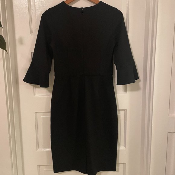 J.Crew Bell-sleeve Sheath Ponte Dress Black 0 - Picture 2 of 6